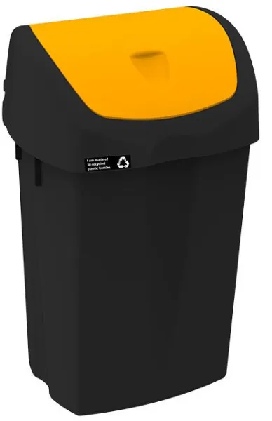 NRW-jäteastia keltaisella kääntökannella, kestävä, 25 L