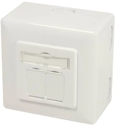 LogiLink NP0124 Cat.6A seinäpistorasia 2 x RJ45 suojattu takakotelolla puhtaan valkoinen